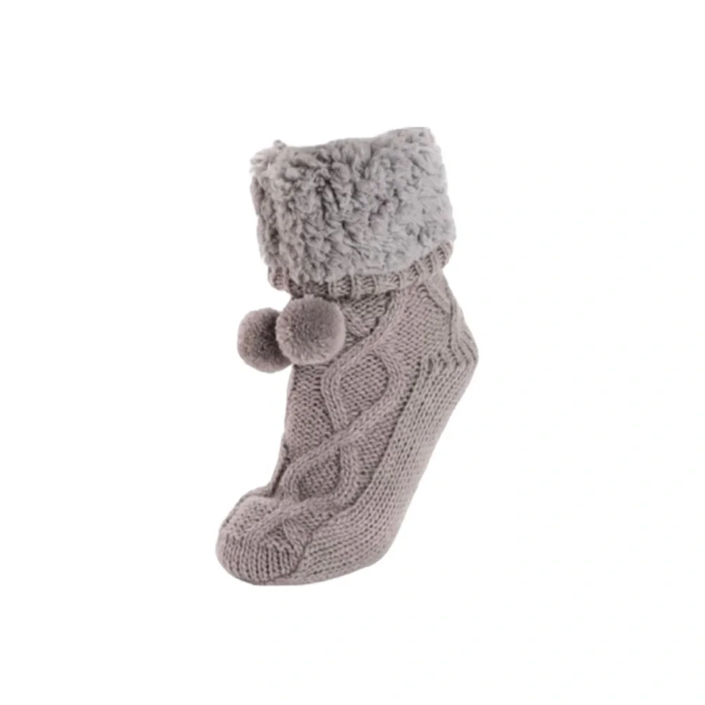 Muk Luks Cable Knit Slipper Socks Gray L/XL – Warm & Cozy